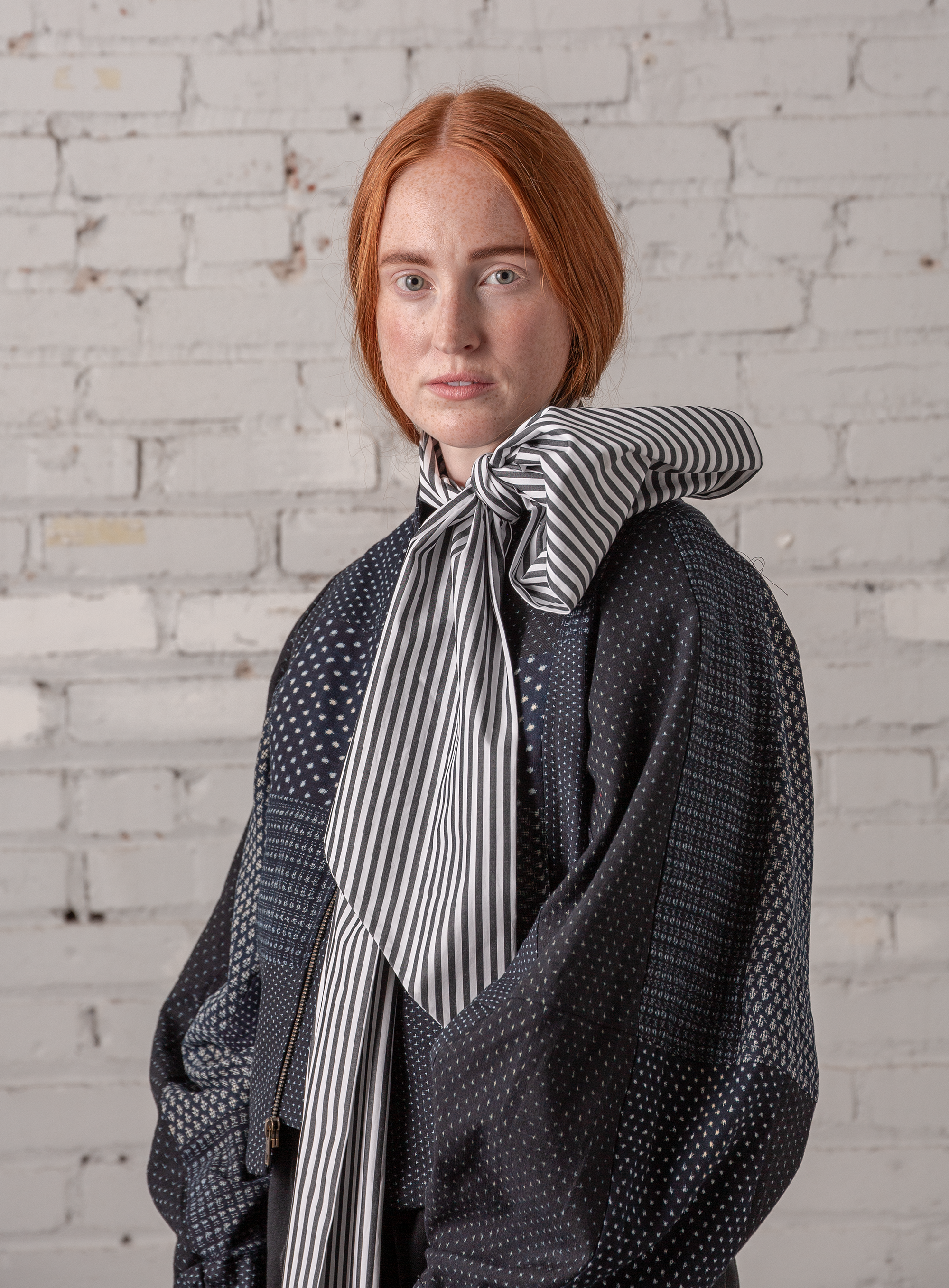 Scarf Tie in Striped Cotton