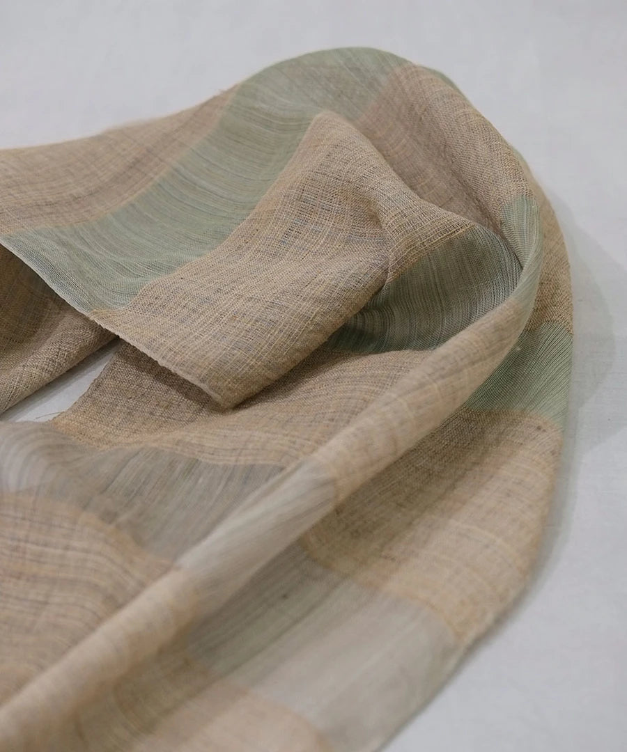 Silk Stole in Pale Green and Natural