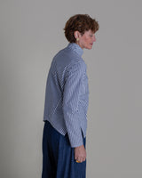 Points Shirt in Blue Striped Cotton