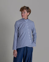 Points Shirt in Blue Striped Cotton
