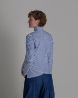 Points Shirt in Blue Striped Cotton