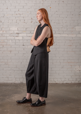 Japan Vest in Wool Pinstripe with Vintage Ribbons