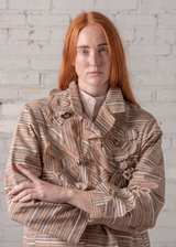 Christina Jacket in Vintage Japanese Silk Stripe with Floral Appliqué