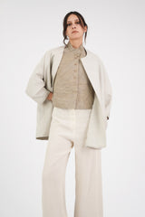 Mandarin Vest in Raw-Pieced Vintage Linen