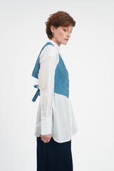 Petite Vest in Vintage Japanese Raw-Pieced Linen