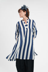 Slim Panel Dress in Silk Crepe Stripe