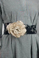 Peony Brooch in Vintage Japanese Linen Ikat