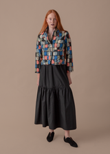 Tiered Skirt in Black Poplin