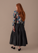 Tiered Skirt in Black Poplin