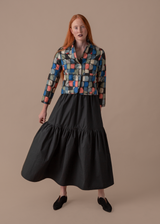 Tiered Skirt in Black Poplin