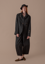 Slouchy Christina Jacket in Black Twill with Kintsugi