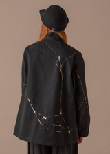 Slouchy Christina Jacket in Black Twill with Kintsugi