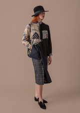 Peplum Skirt in Vintage Japanese Silk Shibori