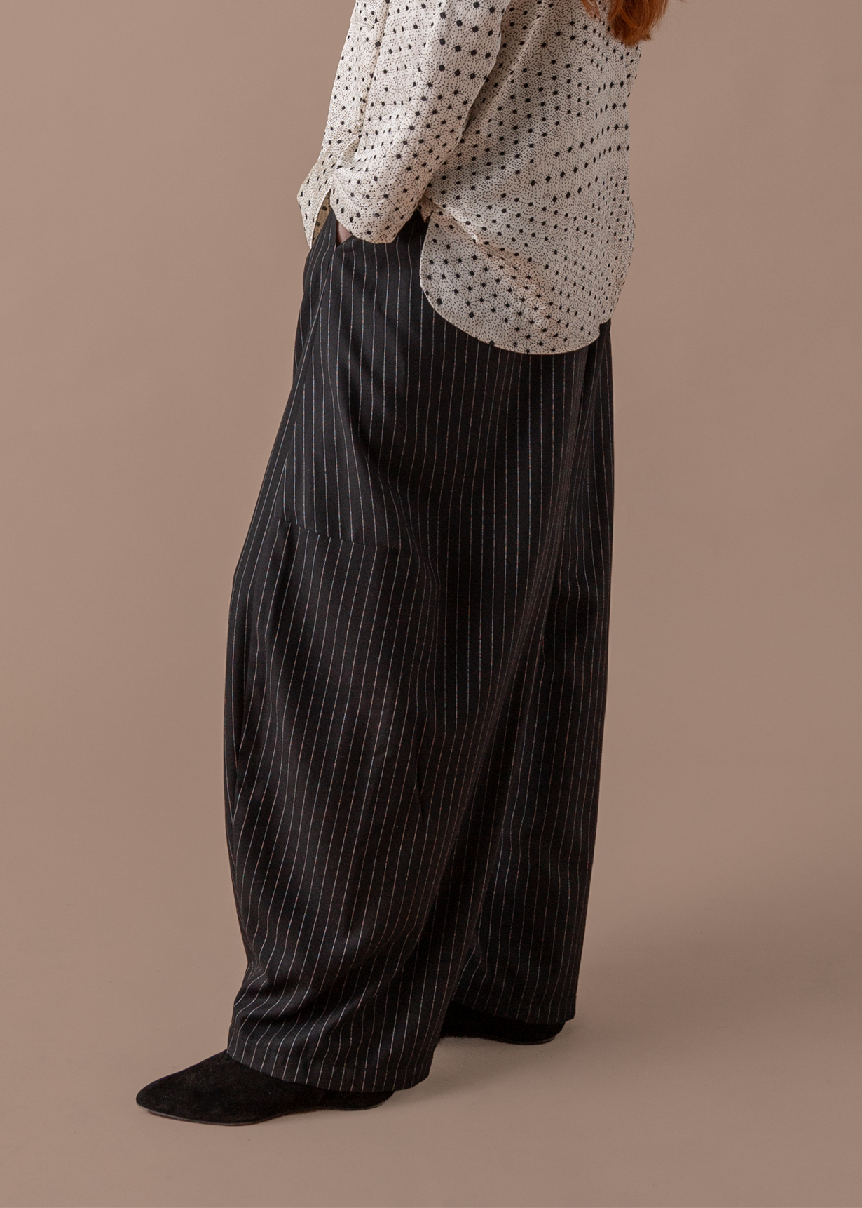 Curve Pant in Wool Pinstripe
