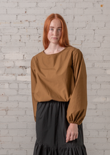 Gather Shell in Tobacco Poplin