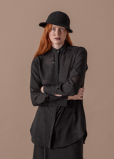 Madison Shirt in Vintage Black Crepe with Sheer Woven Pattern
