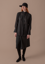 Madison Shirt in Vintage Black Crepe with Sheer Woven Pattern