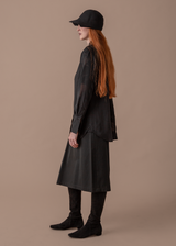 Madison Shirt in Vintage Black Crepe with Sheer Woven Pattern