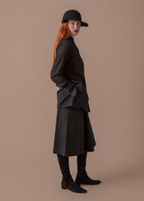 Madison Shirt in Vintage Black Crepe with Sheer Woven Pattern