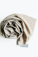 Pashmina Cashmere Scarf in Natural with Gold Stripes