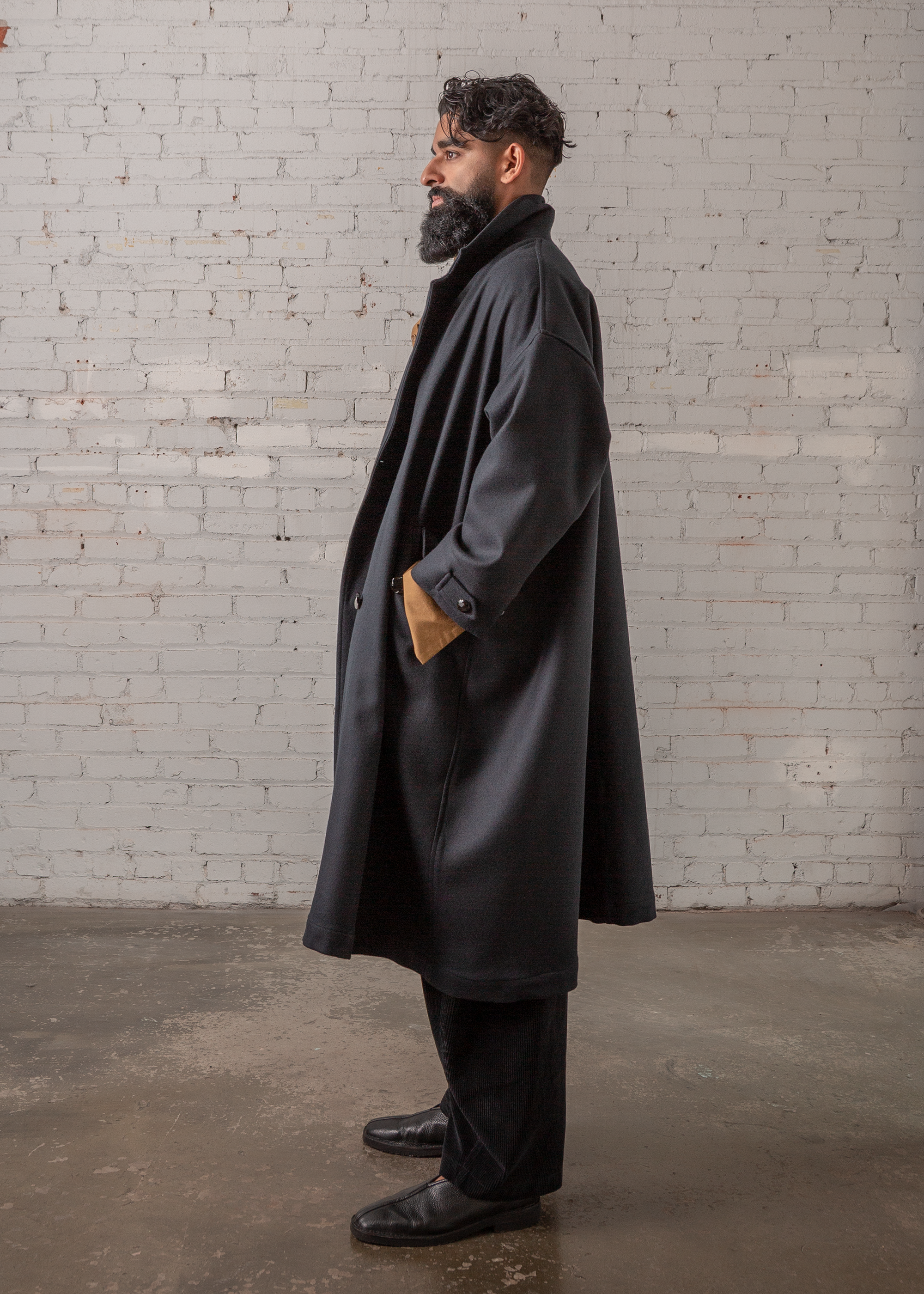 Easy Trench in Navy Pendleton Wool