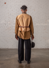 Japan Vest in Wool Pinstripe with Vintage Ribbons