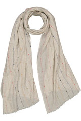 Absolu Merino Scarf in Beige with Colored Lines