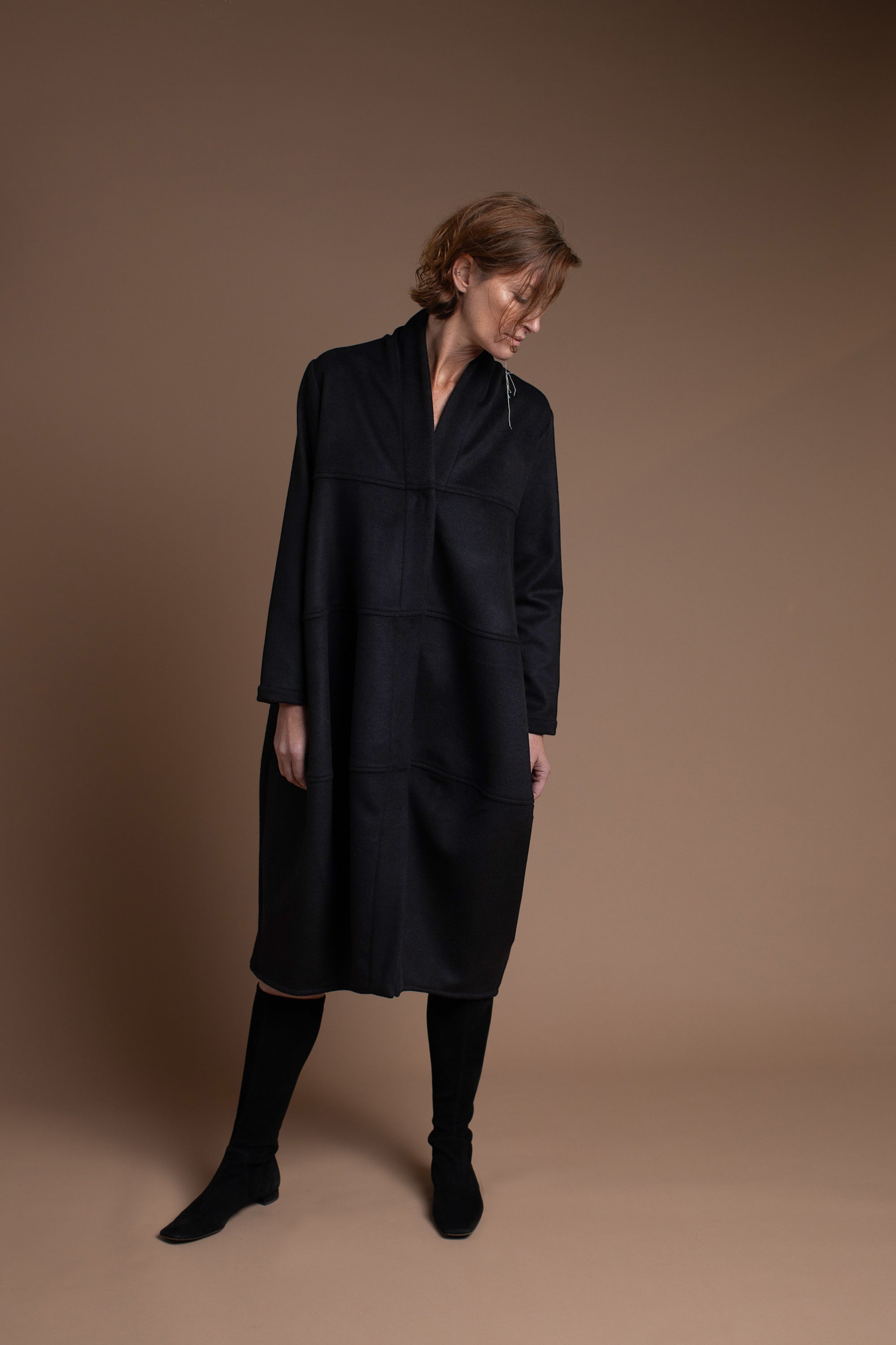 Cocoon Coat in Black Cashmere