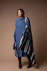 Ginza Dress in Vintage Japanese Silk Shibori Stripes