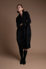 Cocoon Coat in Black Cashmere