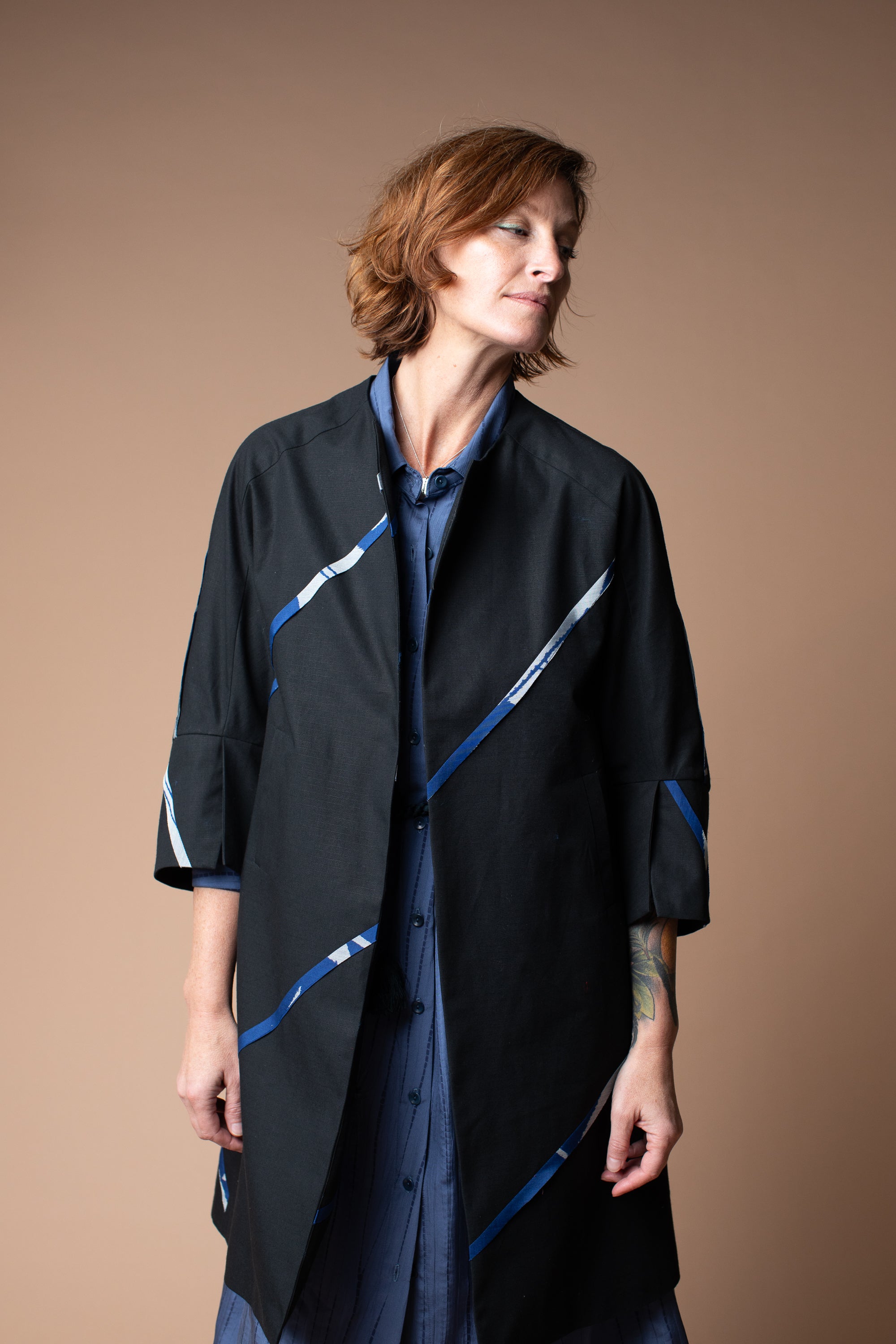 Long Party Jacket in Cotton with Vintage Detail