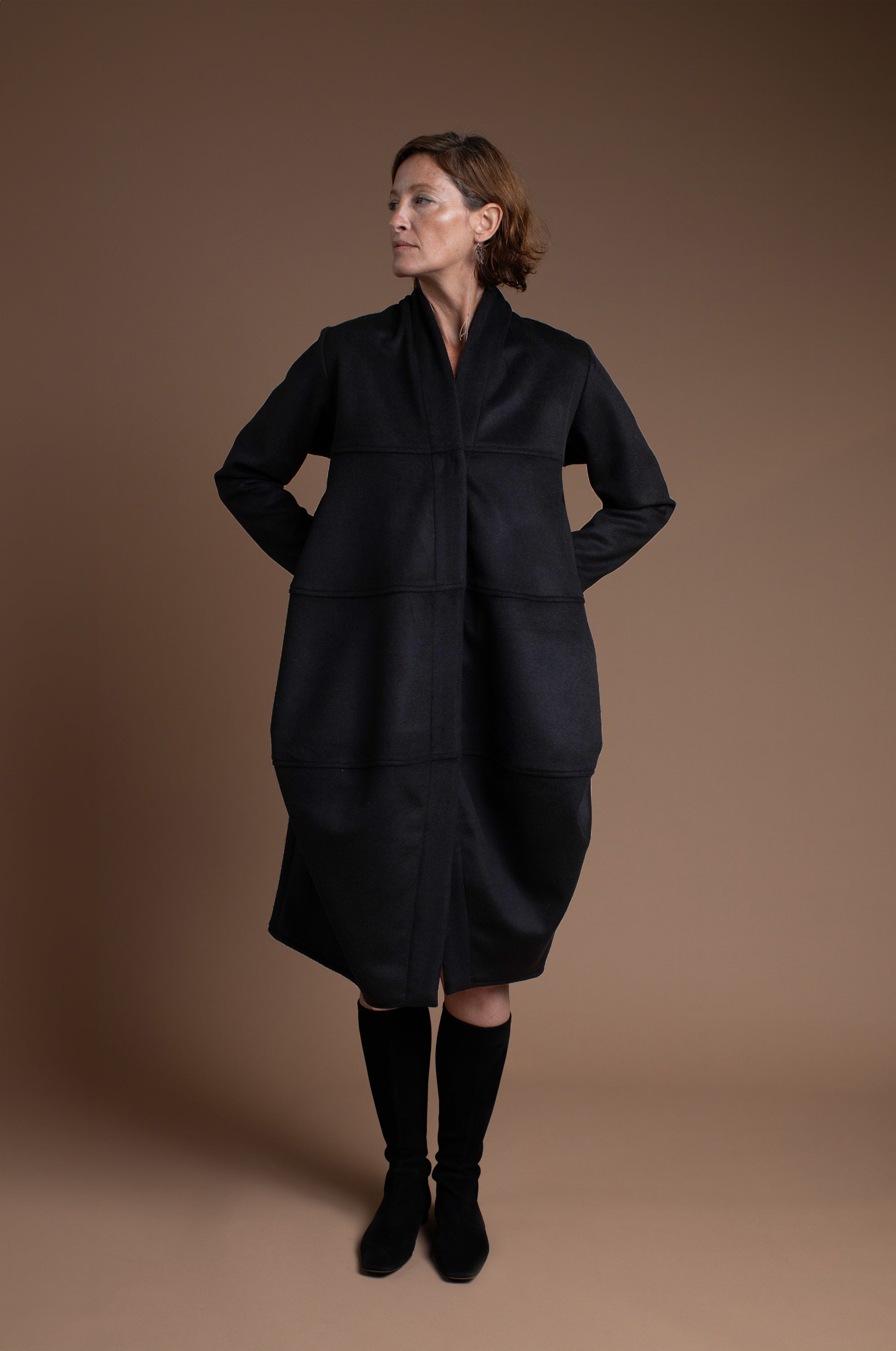 Cocoon Coat in Black Cashmere