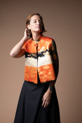 Mandarin Vest in Vintage Japanese Orange Obi Silk