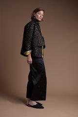 Bijou Jacket with Slit Sleeve in Vintage Silk Obi Mix