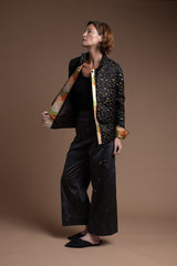 Bijou Jacket with Slit Sleeve in Vintage Silk Obi Mix