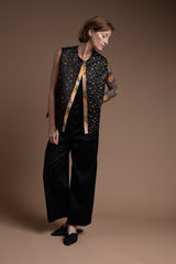 Round Neck Vest in Vintage Silk Obi Mix