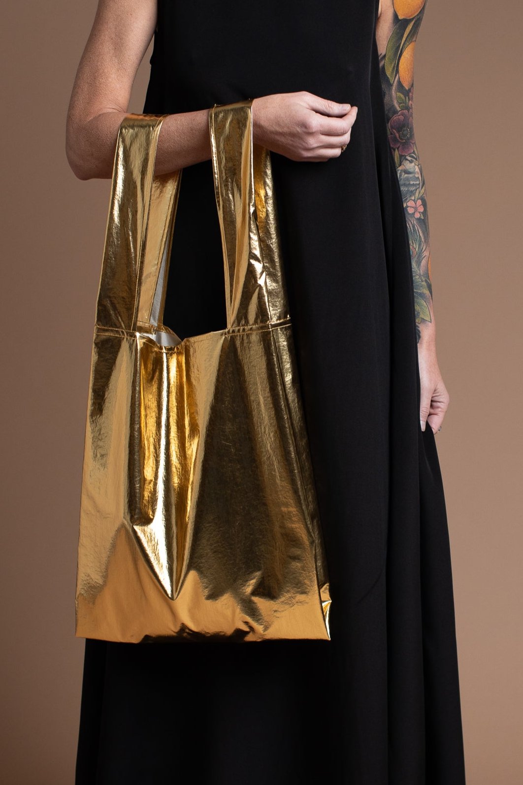 Shoulder Bag in Japanese Gold Fabric