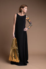 Long Day Dress in Black Silk Crepe