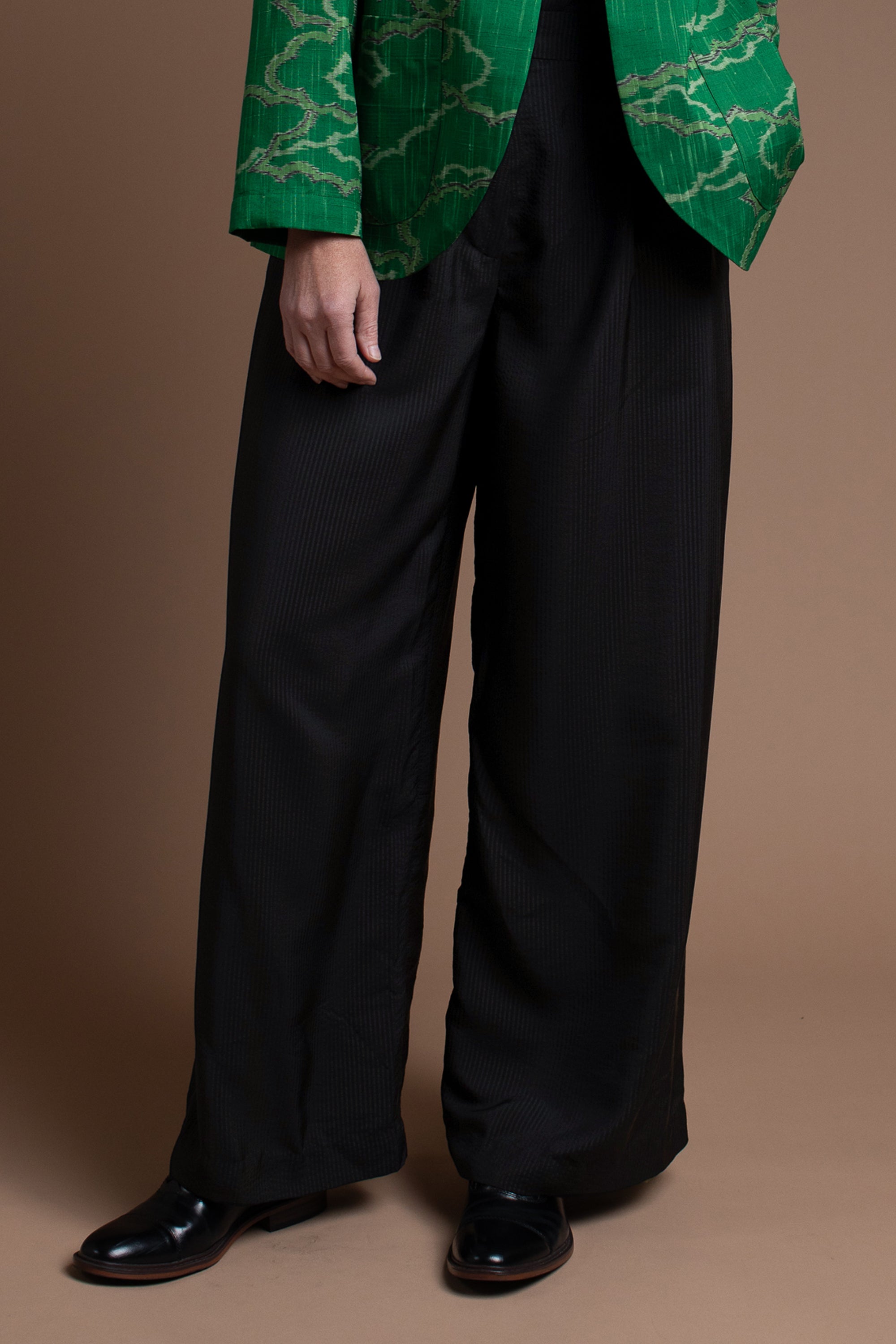 Wide Leg Pant in Hammered Silk Stripe