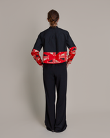 Mini Shirt in Vintage Silk Red Meisen and Poplin Mix