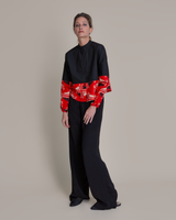 Mini Shirt in Vintage Silk Red Meisen and Poplin Mix