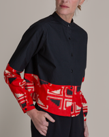 Mini Shirt in Vintage Silk Red Meisen and Poplin Mix