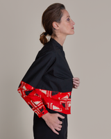 Mini Shirt in Vintage Silk Red Meisen and Poplin Mix