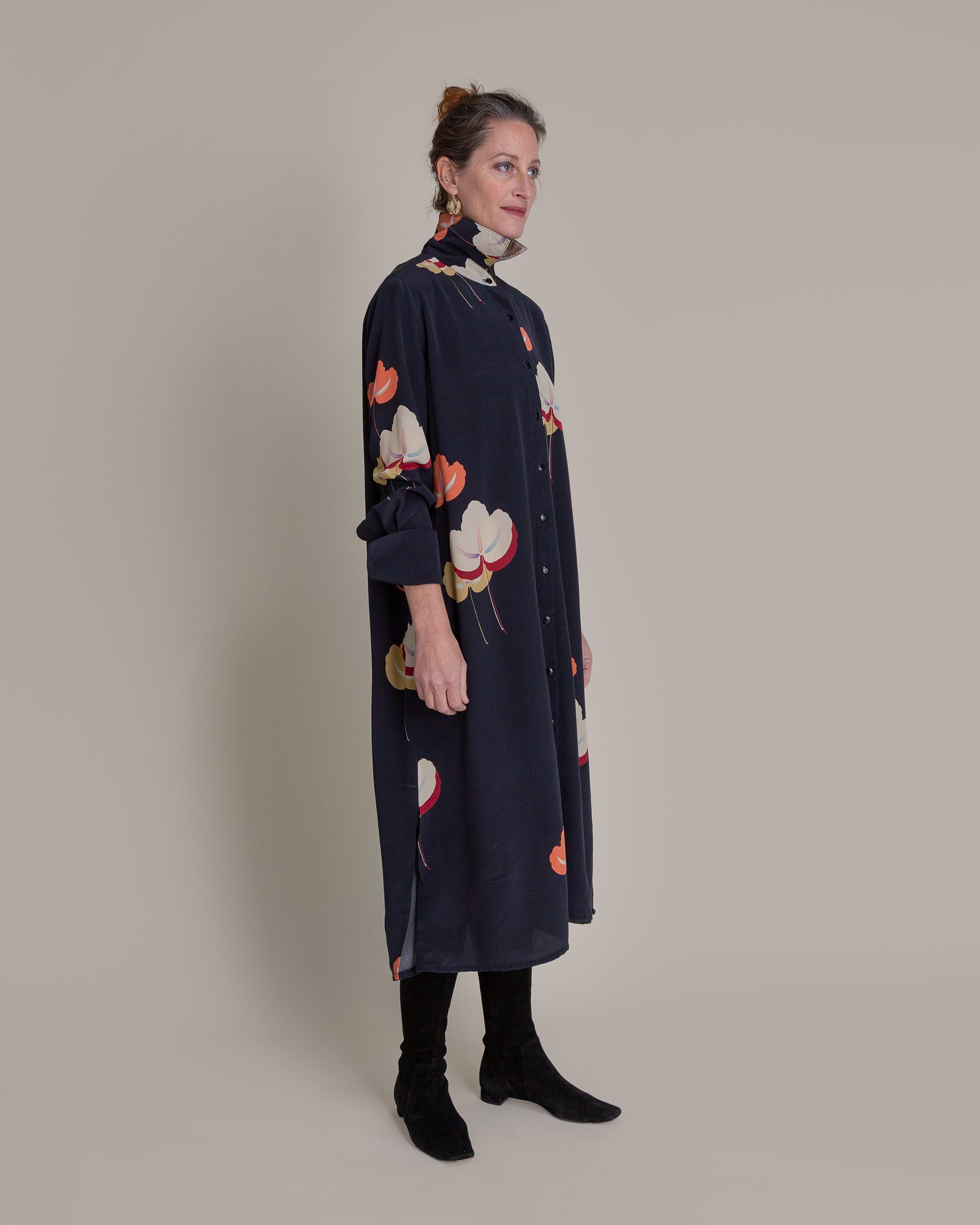 Ginza Dress in Asiatica Silk Print Floral
