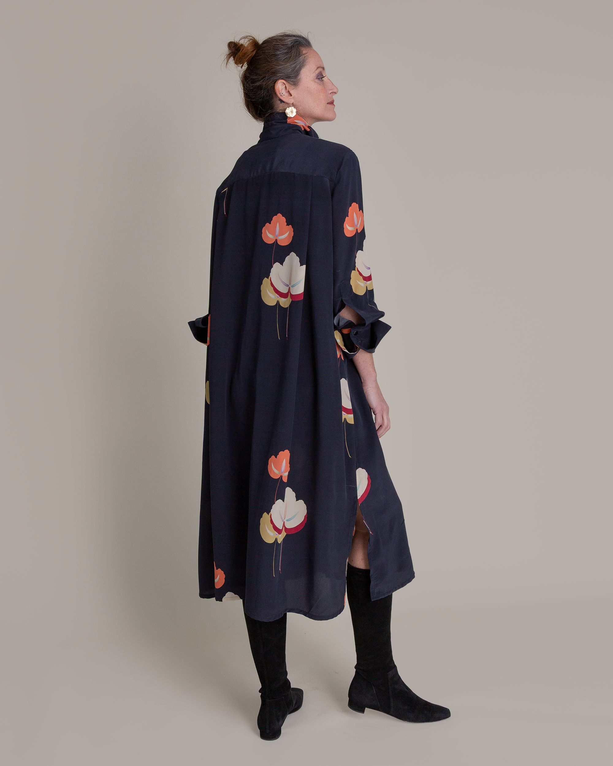 Ginza Dress in Asiatica Silk Print Floral