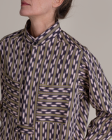 Sally Shirt in Vintage Japanese Silk Ikat Stripes