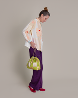 Pouf Clutch in Vintage Japanese Checkered Obi - 01