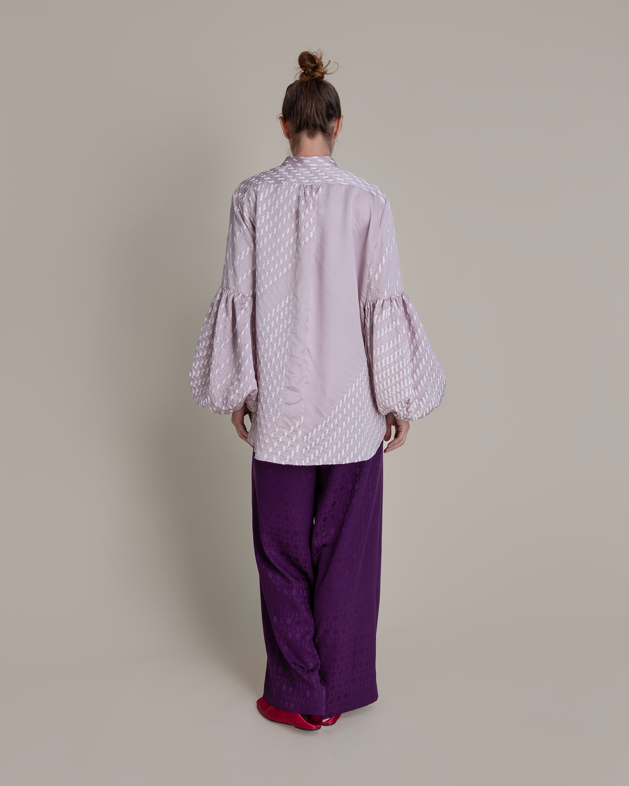 Pouf Sleeve Blouse Vintage Japanese Silk Lilac Shiobri