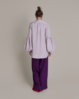 Pouf Sleeve Blouse Vintage Japanese Silk Lilac Shiobri