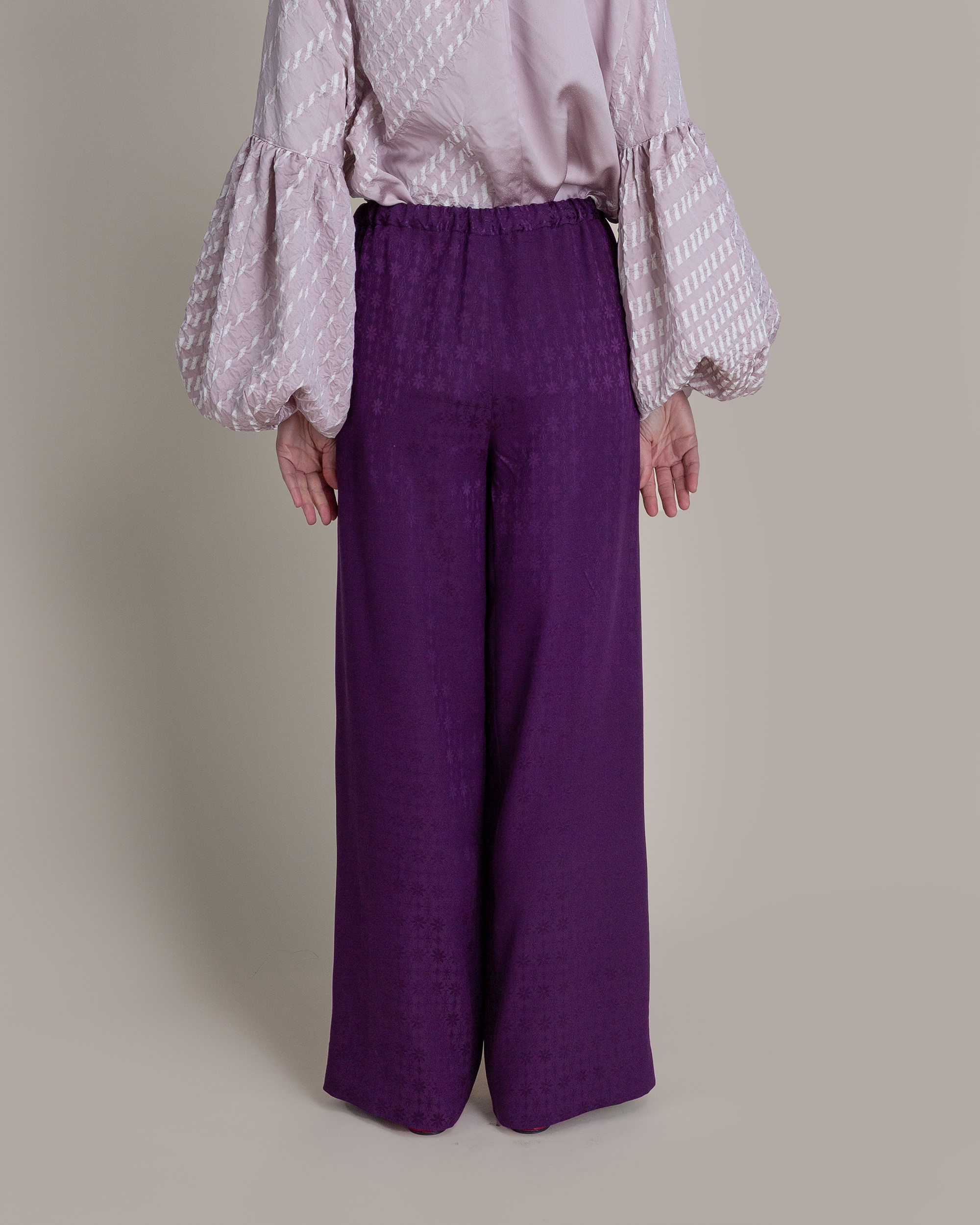 PJ Pant in Vintage Japanese Silk Purple Damask